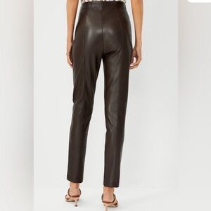 Ann Taylor Size 8  Black Faux Leather Straight Leg Zipper Detail Pants